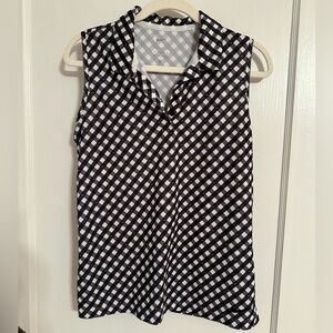 Nike black and white gingham drifit sleeveless golf polo! Worn once! Size M